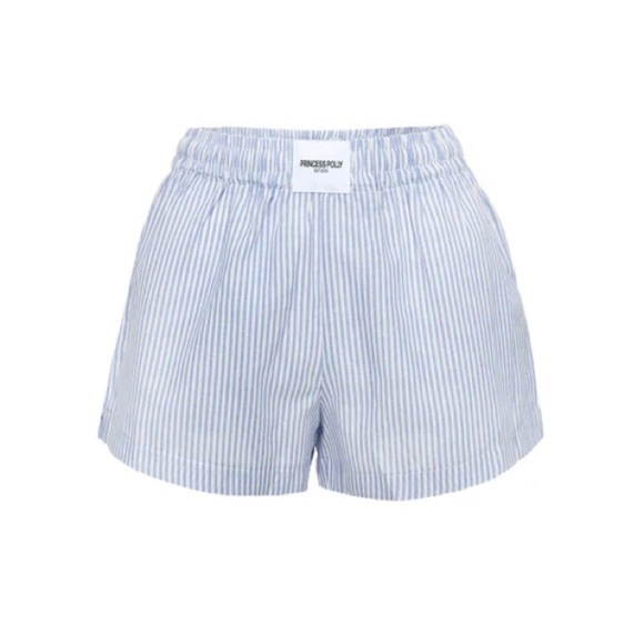Princess Polly Sincar Boxer Shorts Womens Size 20 Blue White Stripes Curve Plus - Picture 1 of 6